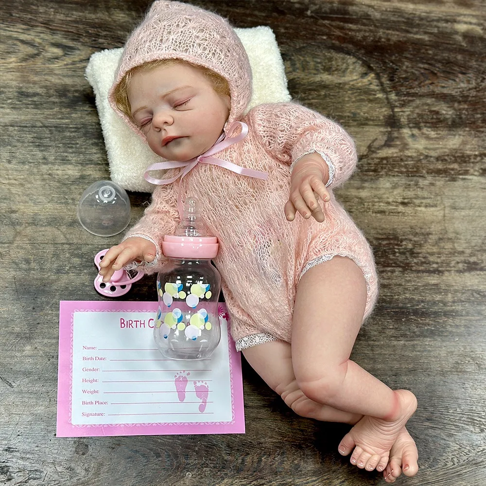 

17-дюймовая новая модель куклы с закрытыми глазами, может сидеть или лежать, реборн, мягкое виниловое/мягкое хлопковое тело, кукла YY-01