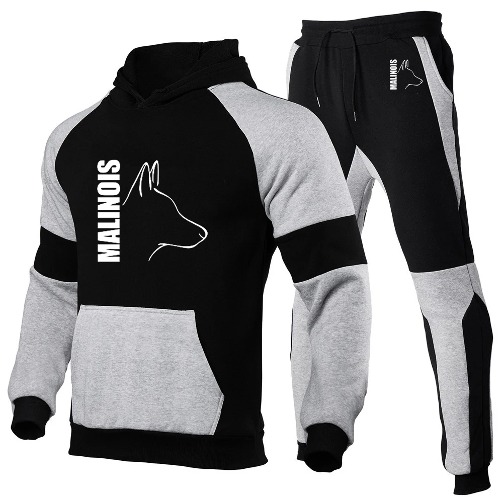 

Silly Dog Belgian Malinois 2023 Men’s New Fashion Tracksuits Autumn Hoodies + Sweatpants Two Pieces Hooded Casual Suits Clothes