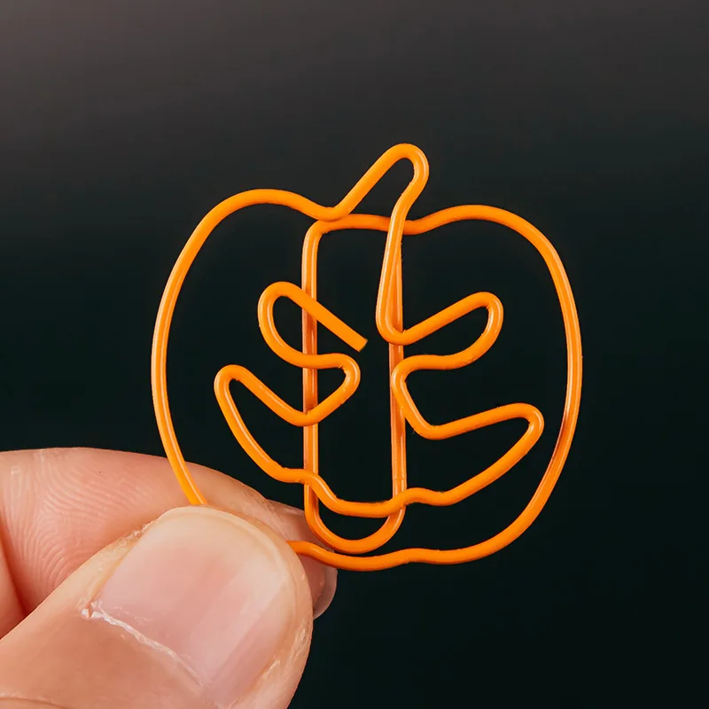 20/50pcs Halloween Ghost Paper Clip Office Metal Pumpkin Shaped Bat PaperClips for Pages Office Supplie Metal Clips Stationery
