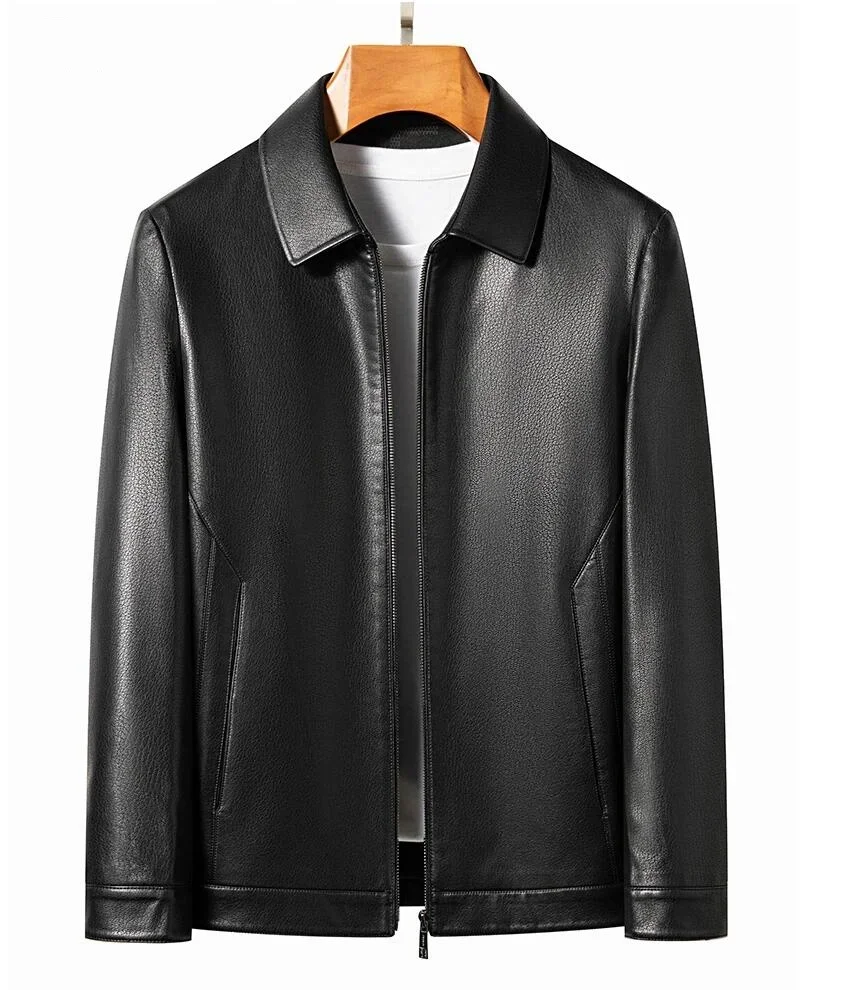 2026 Spring and Autumn New Genuine Leather Men's Sheep Leather Jacket Mock Collar Youth Premium Casual Coat Motorcycle
