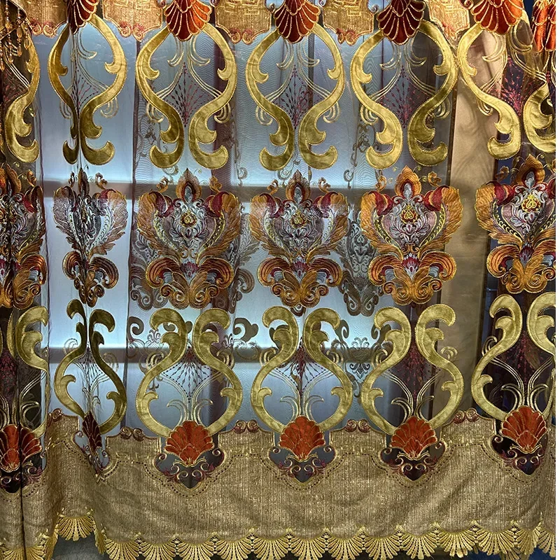 

New European-style High-end Velvet Jacquard Stitching Thickened Blackout Curtains for Living Room Bedroom Villa Finished