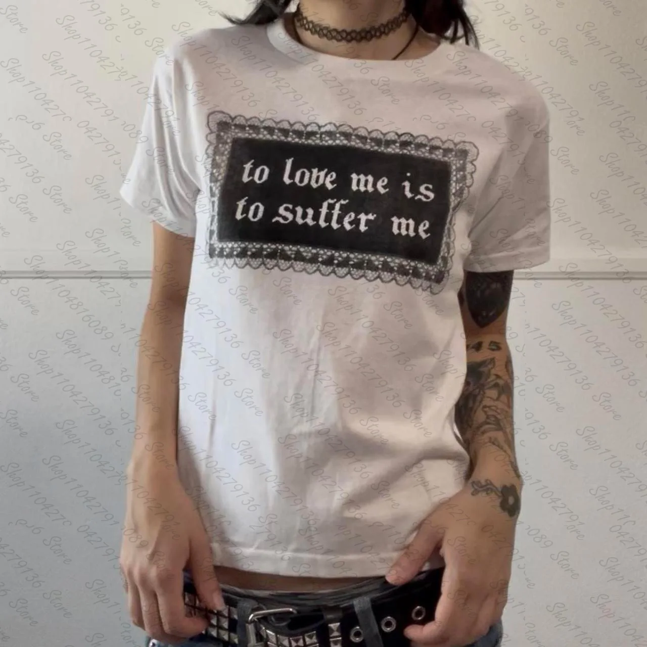 Gothic Harajuku Slim Short Sleeve T-shirt Fashion Summer Fashion Crop Top Streetwear Emo Girl Y2k Style Women's T-shirt Baby Tee view 2
