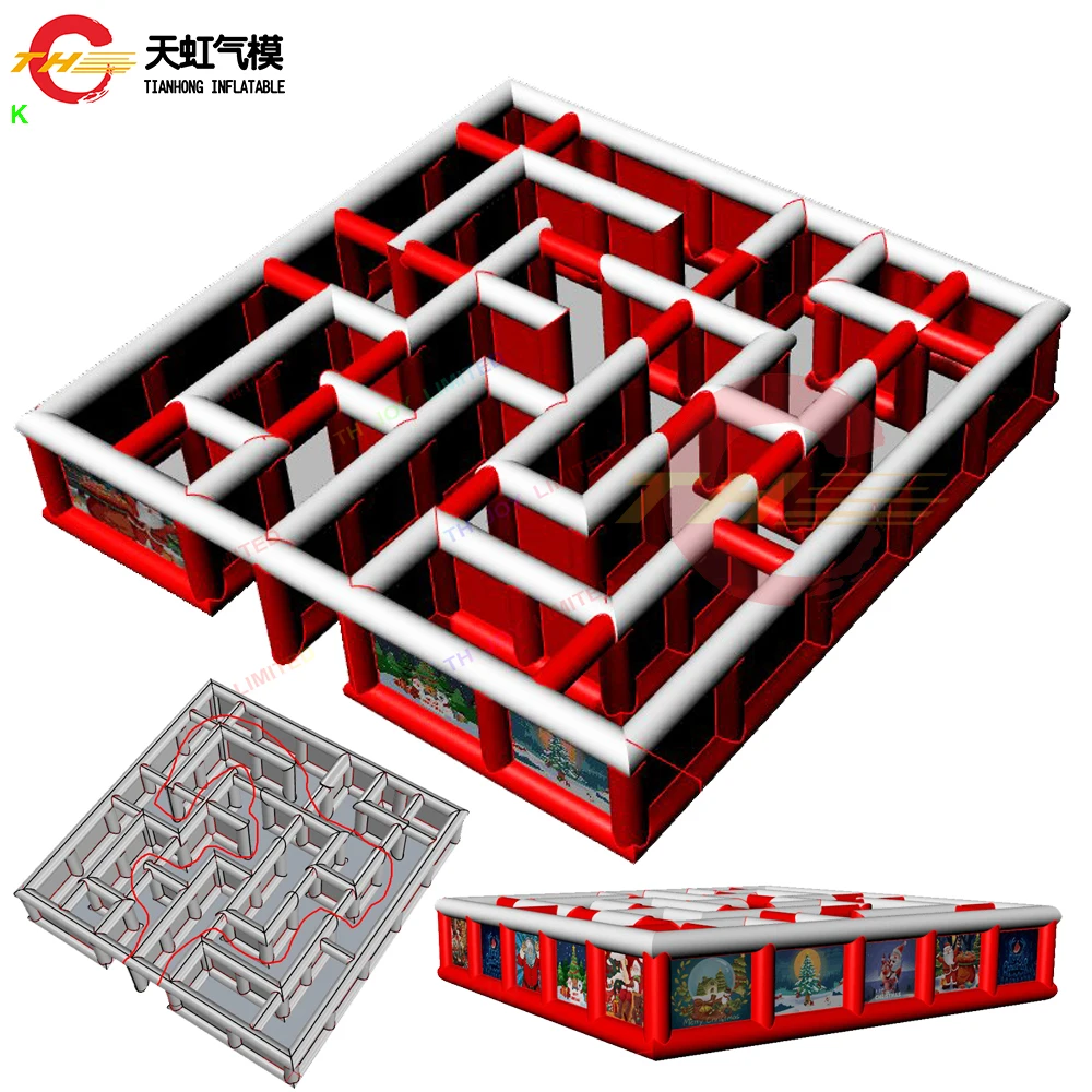 

10x10m Optional Oxford Inflatable Christmas Maze Portable Inflatable Haunted House Large Outdoor Inflatable Recreations