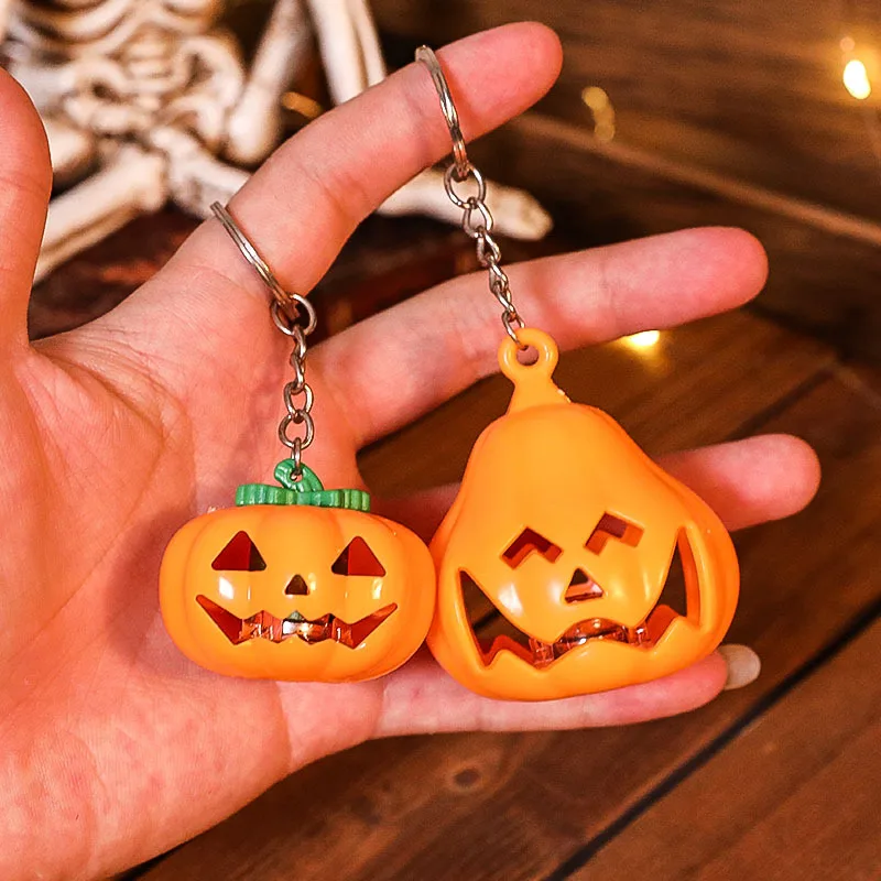 2025 Halloween New Glowing Pumpkin Light Keychain Pendant Creative Holiday Gifts Cute Pumpkin Necklace Light Glowing Toys