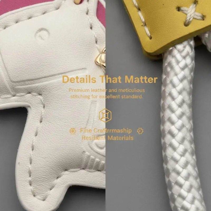 Cute Pony Keychain With Long-lasting Braided Strap Shiny Gold Lucky Pendant Key Ring for Christmas Holiday Gifts