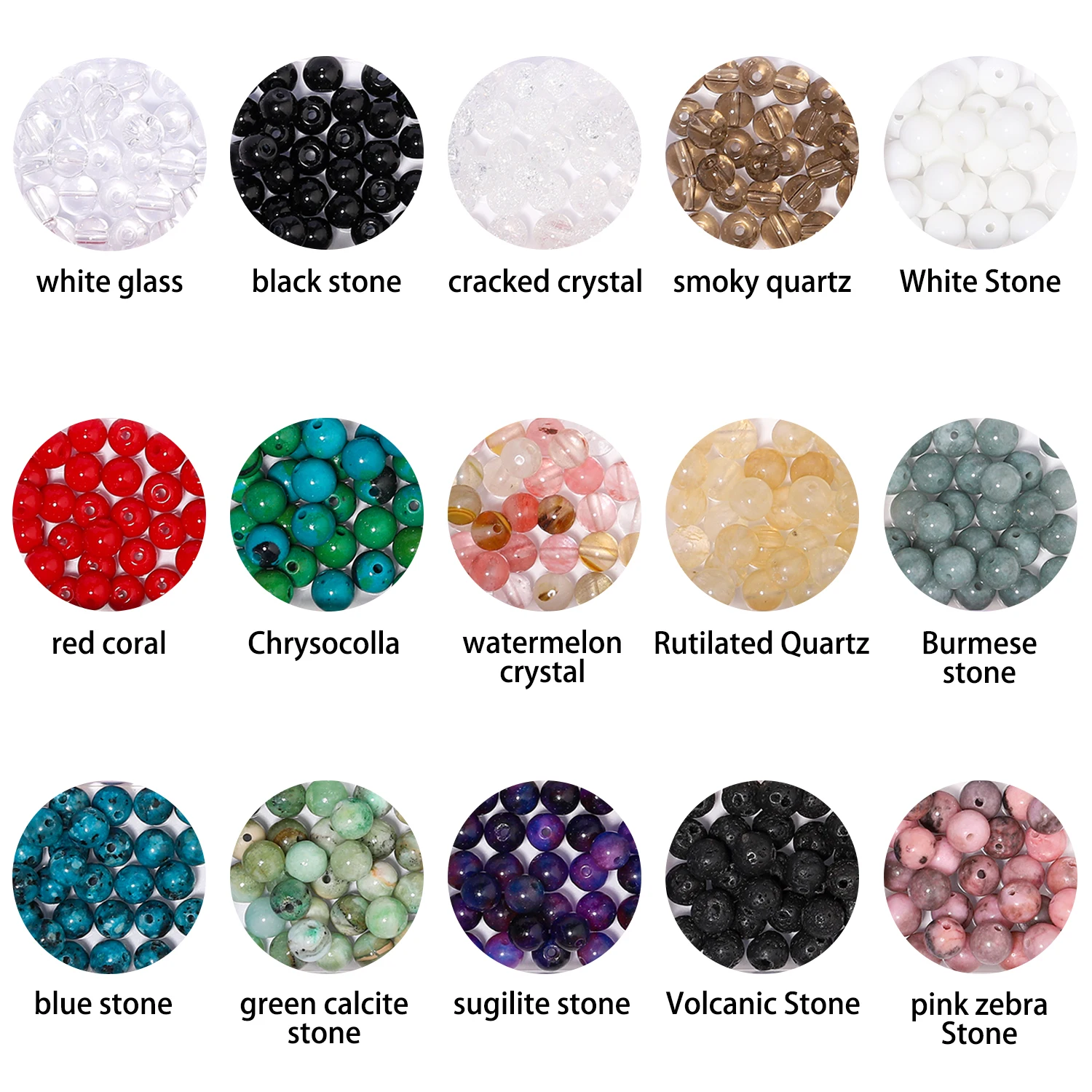 15 شبكة/صندوق 6 مللي متر مجموعة خرز الحجر الطبيعي الجزع البركاني الحمم البركانية فضفاض خزر عازل عدة للمبتدئين صنع القلائد سوار ذاتي الصنع #2