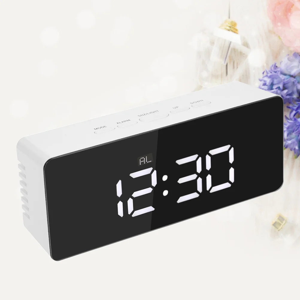 

Mirror LED Alarm Clock Multi-Function USB Powered Large Numbers Display Time Temp Bi Sound LED Light Snooze Function