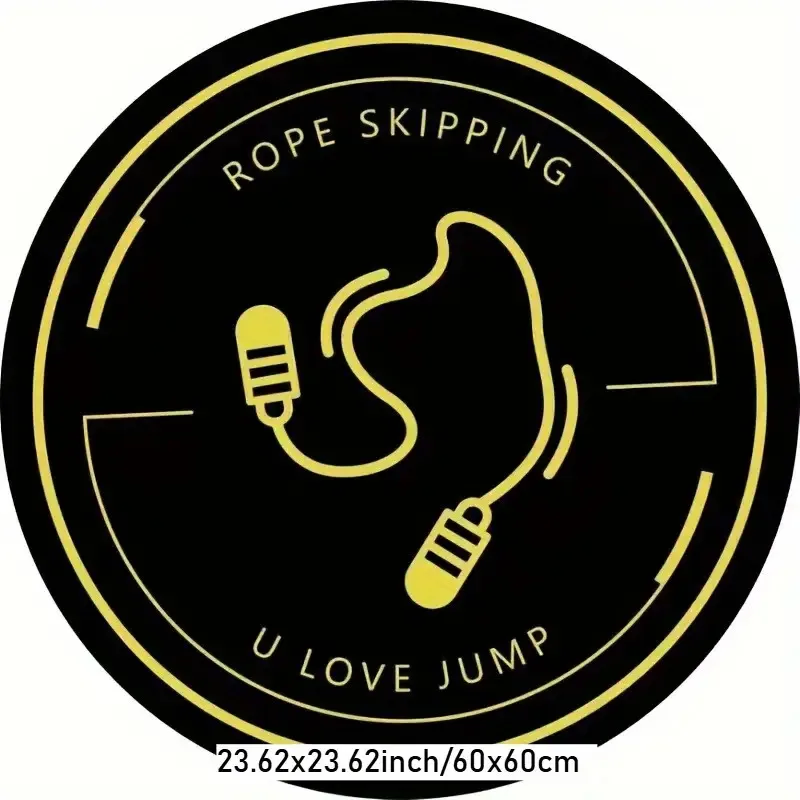 Rope Skipping U Love Jump Black Gold Round Rug Flannel Non Slip Gym Workout Fitness Motivation Wall Art Floor Mat Autumn Winter view 4