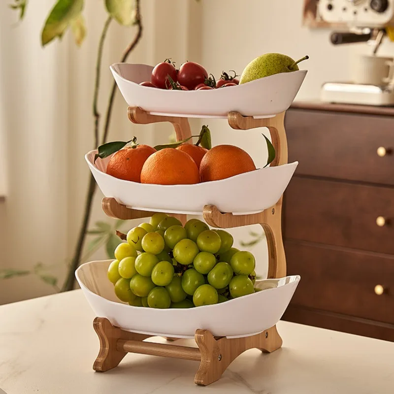 Creative Modern Stand Salad Bowl Living Room Home Three-layer Plastic Fruit Plate Snack Dish Dried Basket Candy Cake Holder