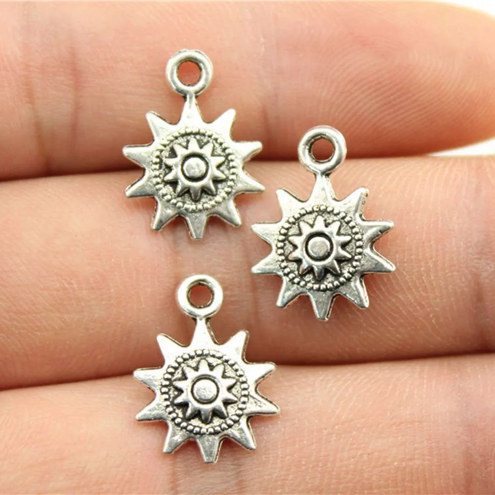 20Pcs/Lot Charms Small Sun 17*12mm Tibetan Gold Bronze Silver Color Pendants Antique Jewelry Making DIY Handmade Craft