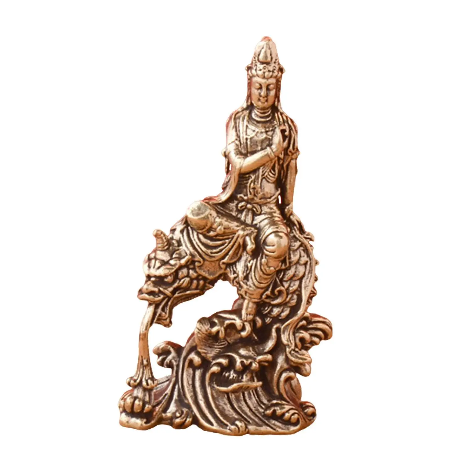 Small Guan Yin Statue Traditional Collectible Birthday Gift Goddess Sculpture for Farmhouse Shelf Office Living Room Desktop