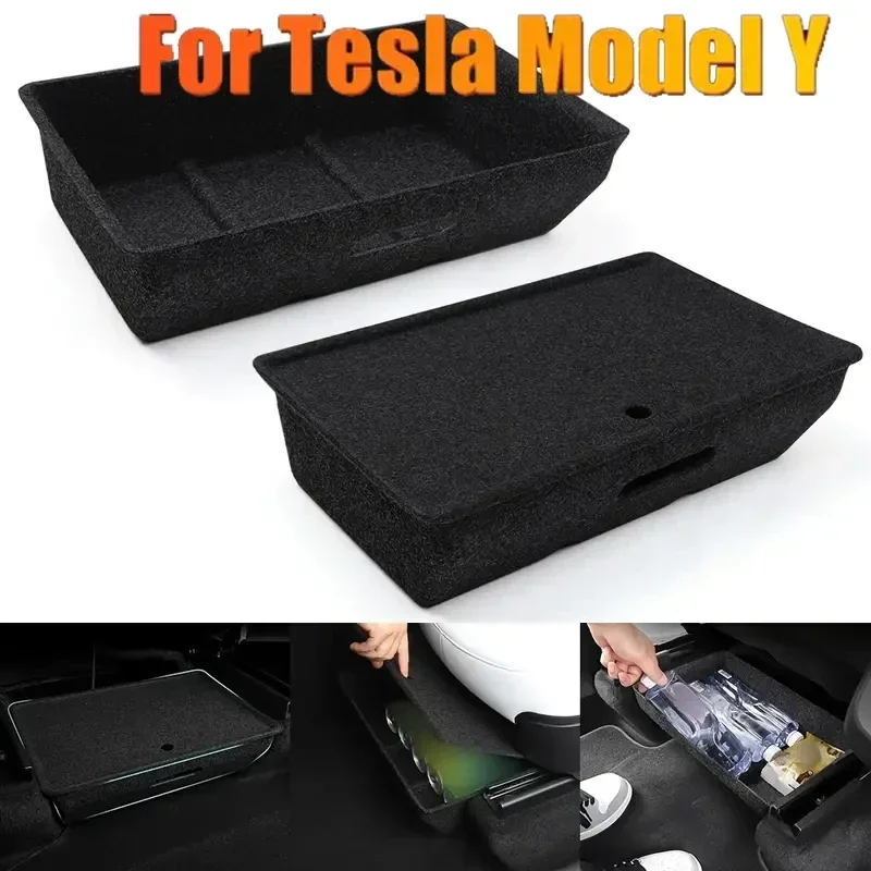 Spacious for Tesla Model YCustom-Fit Storage BoxLarge Capacity Concealed Organizer with PremiumFeltNterior DecorationAccessories