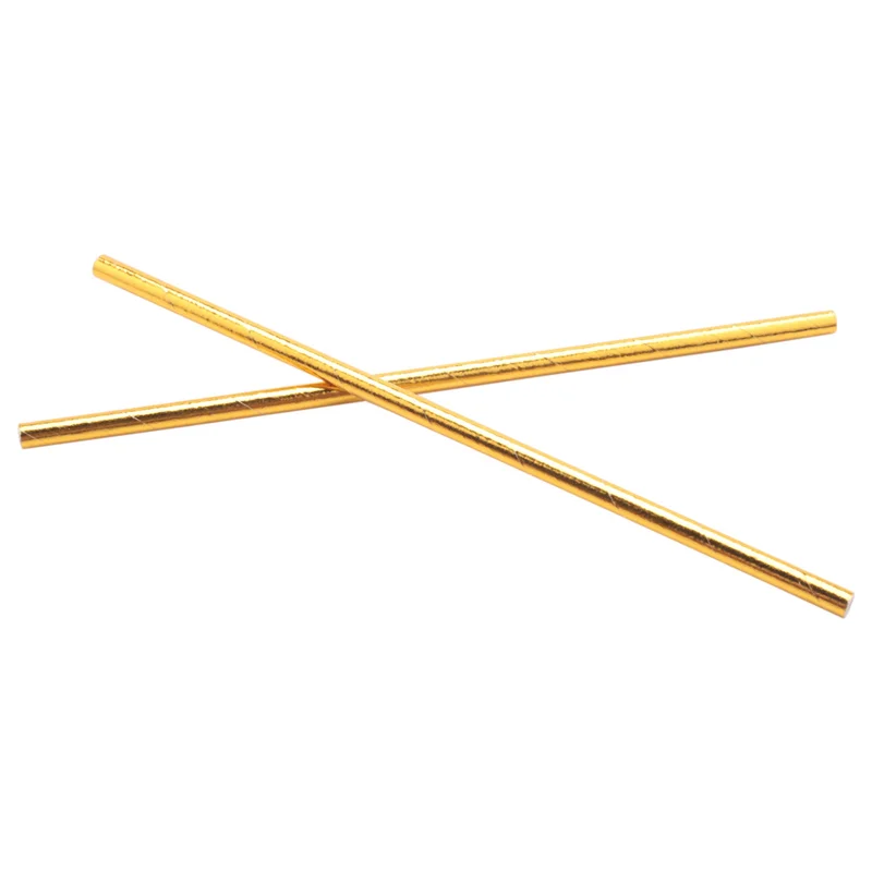 ABWR-Gold Foil Paper Straws, Biodegradable Disposable Party Drinking Straws, Pack Of 300 Holiday Celebrations