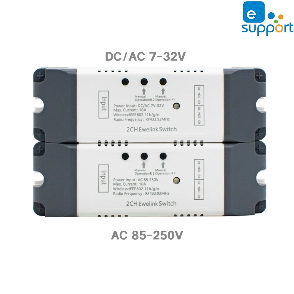 Zigbee Smart 2 CH Motor Light Switch Two Relay 12V 24V 220V Module Dry Contact NO NC COM Inching Timer Works with Tuya APP Alexa