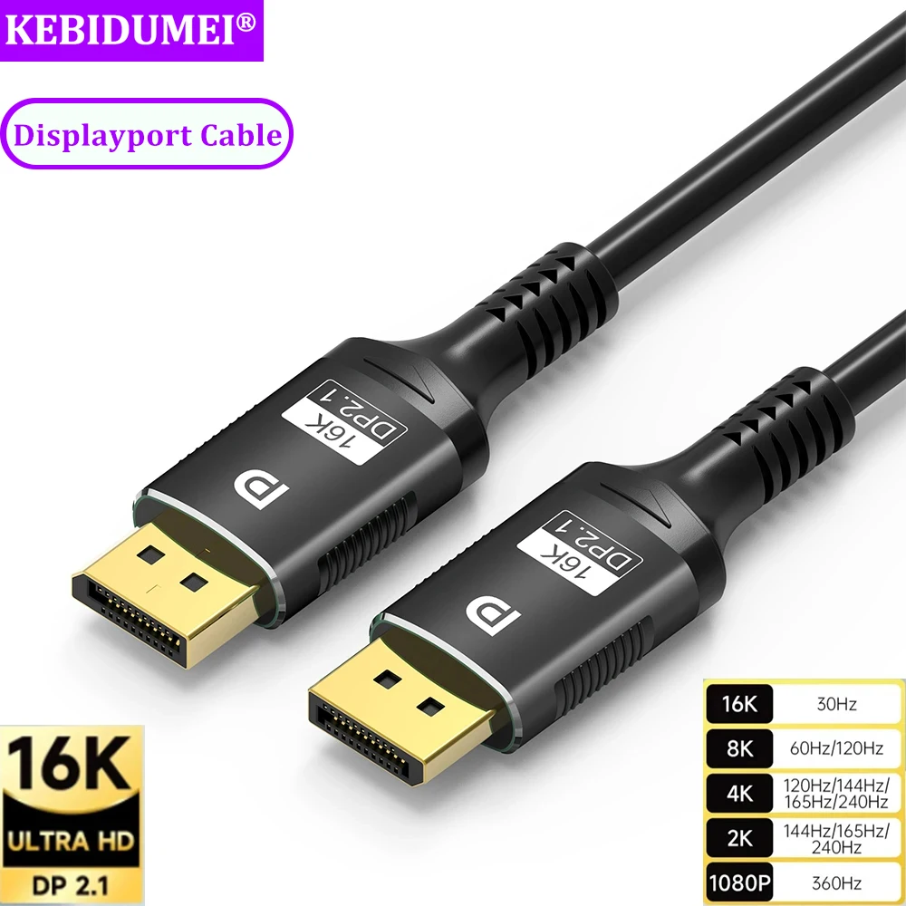 16K DP kabel Displayport 2.1 kabel 8K @ 120Hz/60Hz 4K @ 240Hz 80Gbps wideo Audio kabel do laptopa Xbox projektor Monitor gamingowy