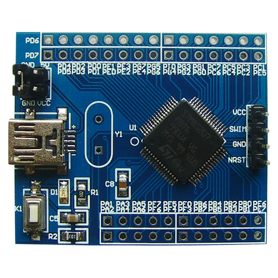 Desarrollo STM8S207RBT6, placa central STM8S