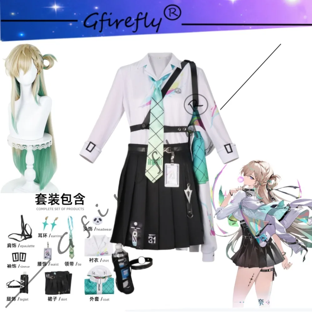 

Game Wuthering Waves LYNAE Cosplay Costume Jacket Skirt Accessories Wig Set Stage Performance Halloween Party Costume