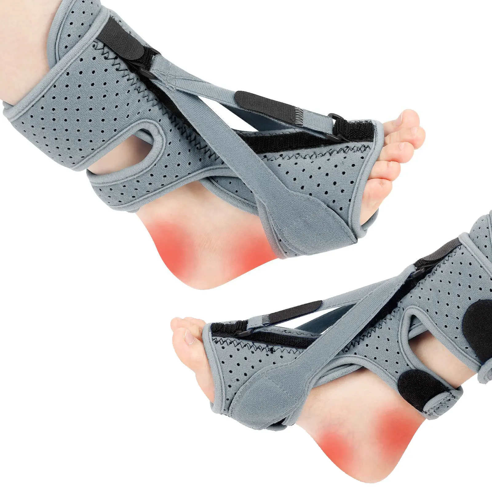 Plantar Fasciitis Night Splint Adjustable Foot Drop Orthotic Brace Breathable Night Splint with Massage Ball for Easing Pains