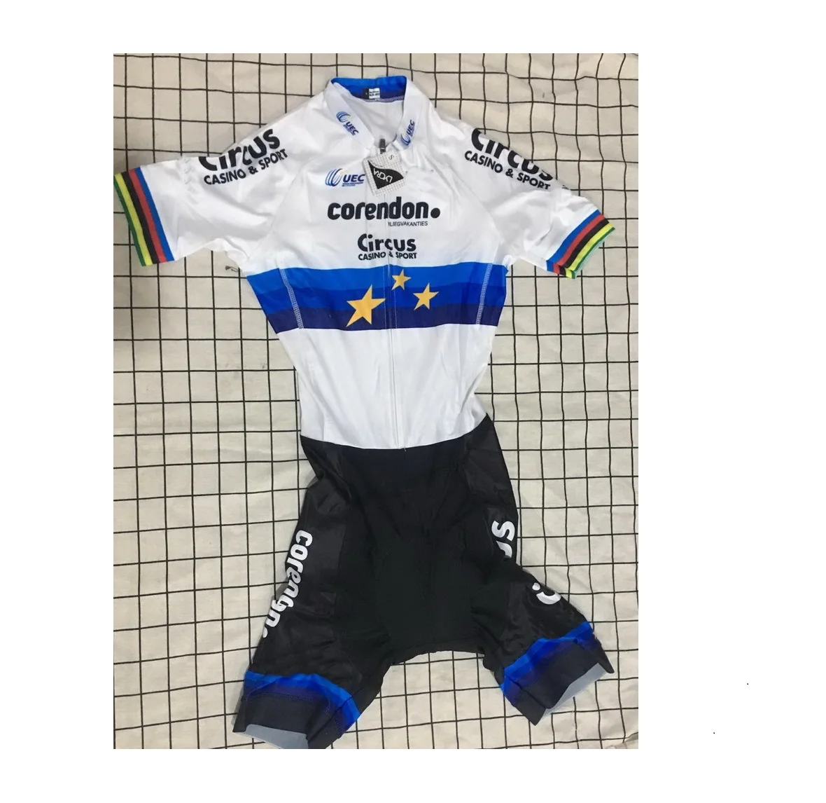 LASER CUT Skinsuit CORENDON CIRCUS TEAM EU CHAMPION Bodysuit SHORT Cycling Jersey Bike Bicycle Clothing Maillot Ropa Ciclismo