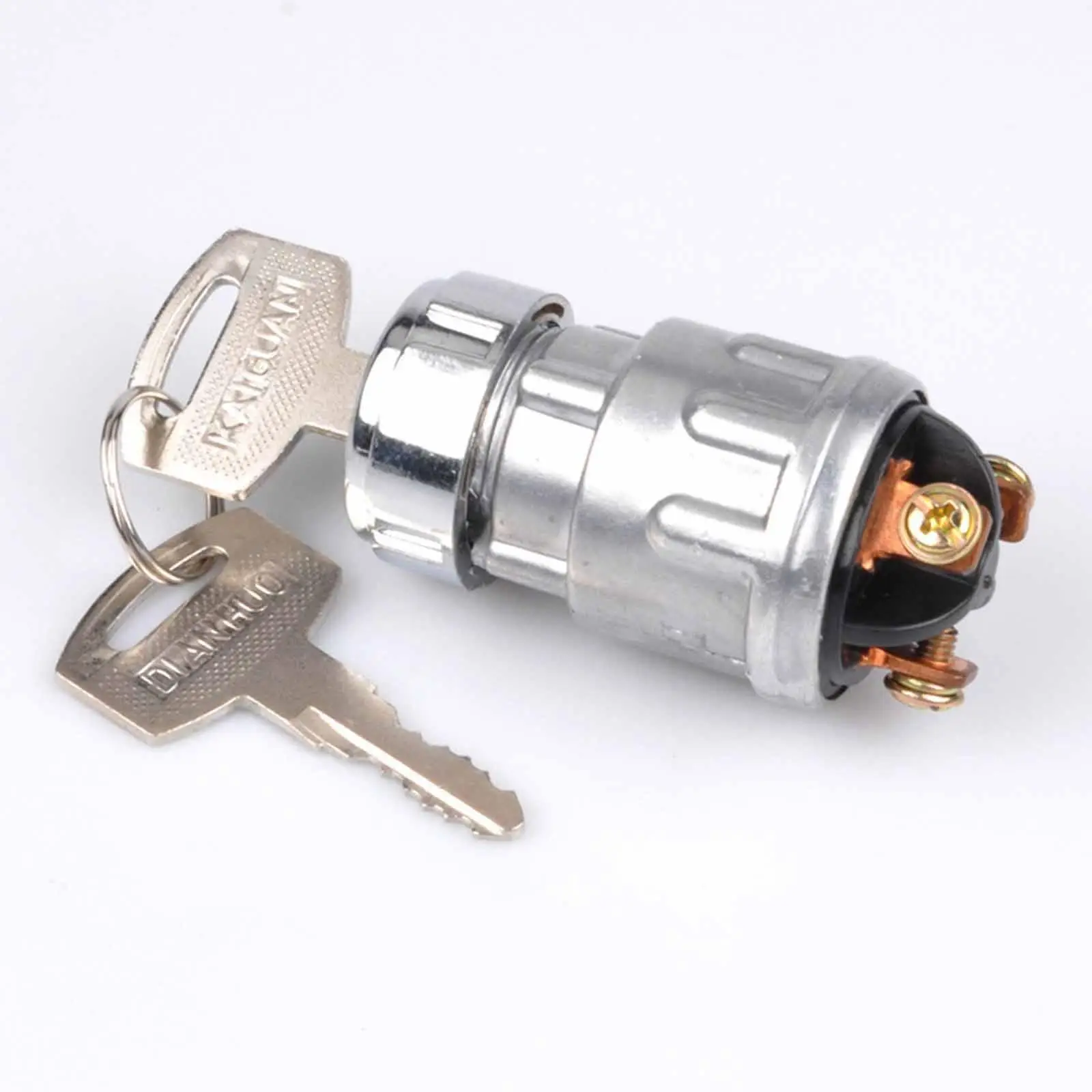 Riding Lawn Mower Ignition Switch Replacement 3 Terminal Starter Key with 2 Keys Metal Universal for Tractor Mower