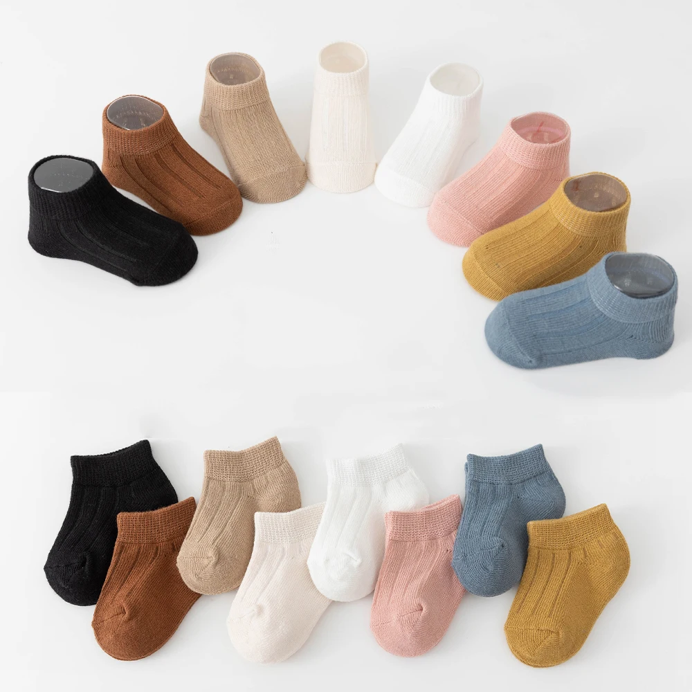 Autumn Children Boys Short Socks Pure Color Ribbeed Baby Boys Cotton Socks White Elementary Student Kid Boys Ankle Socks