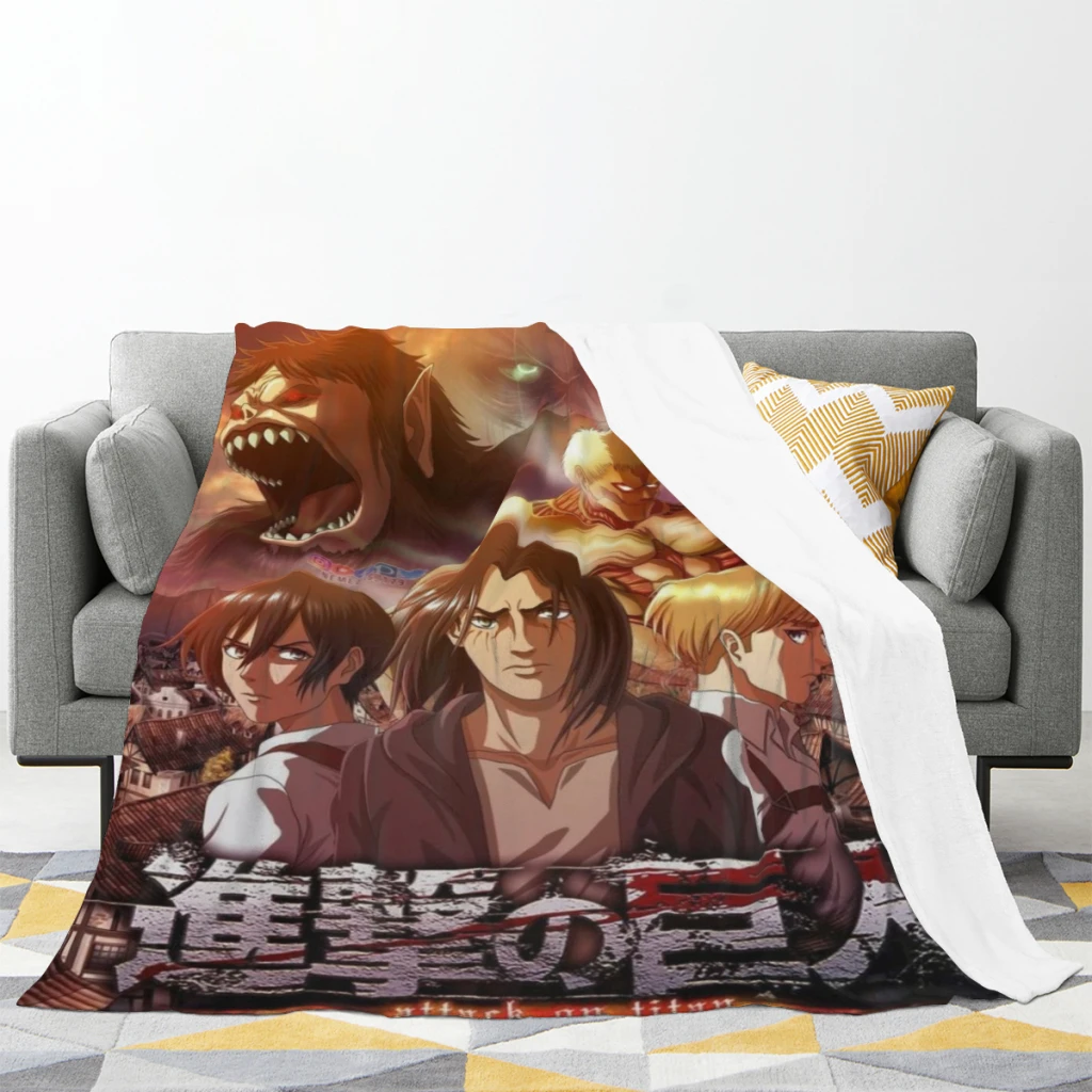 Attack on Titan Light Blanket  Flannel Family Living Room Plush Sleeping Blanket Outdoor Travel Camping Bed Sheet