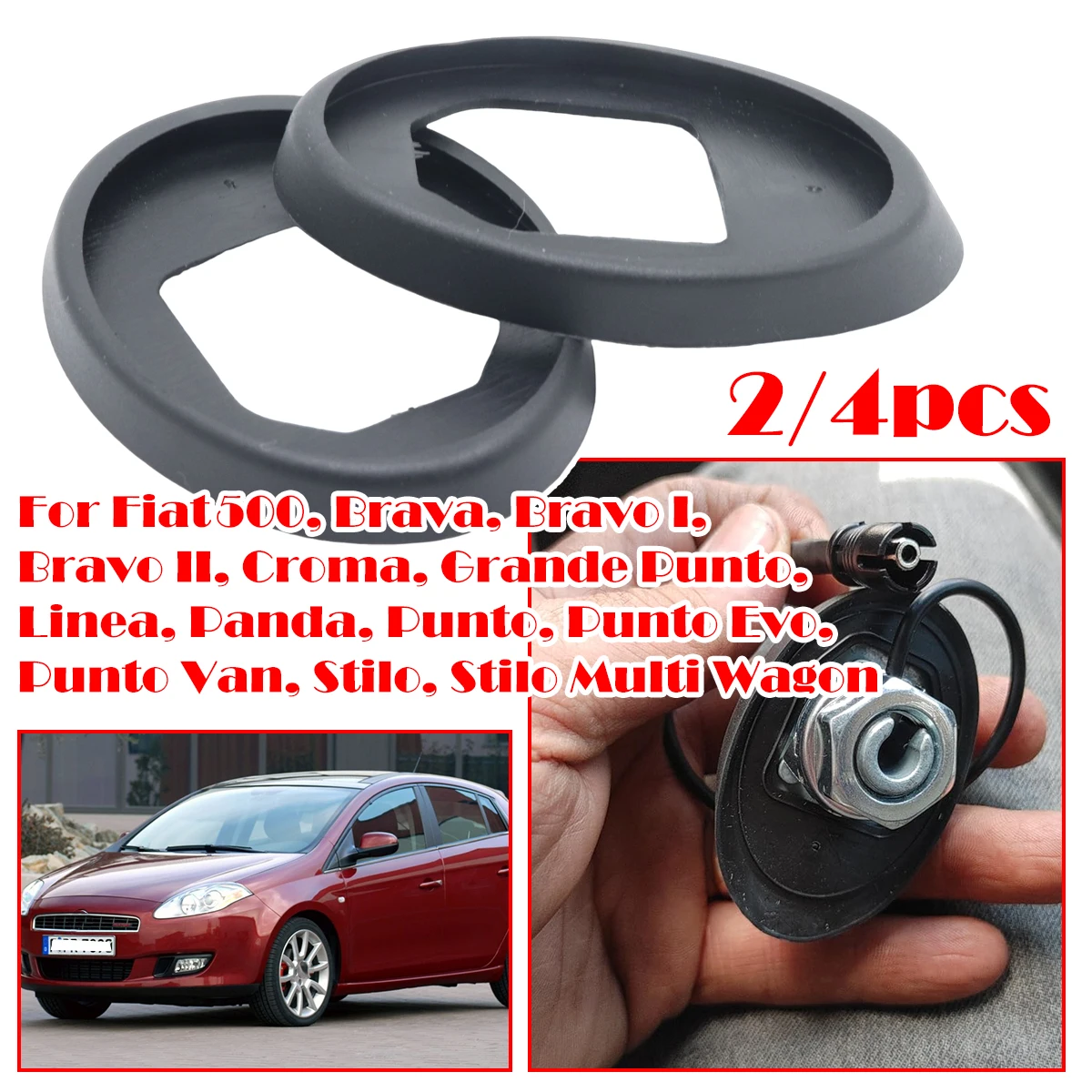 

2/4pcs For Fiat 500 Brava Panda Evo Van Stilo Wagon AM/FM Roof Radio Antenna Aerial Base Mast Seal Pad Mount Rod Car accessories