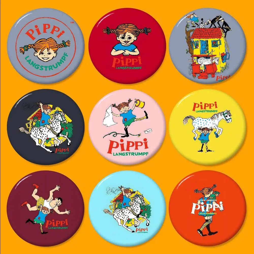 P-Pippi Longstocking Creative Tinplate Soft Button Pins Animal Icon Brooch Lapel Backpack Badge Accessories Pin