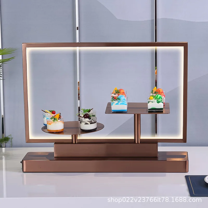 

Stainless steel buffet dessert table tea snack rack cold meal banquet cake tray luminous display rack