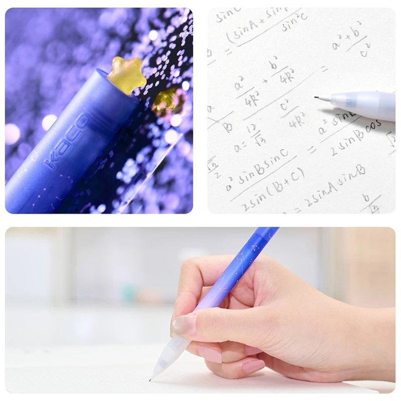 

First Heart Star Series Mechanical Pencil Kaco Galaxy Mechanical Pencils Gift Box Set Purple Rotating Writing Pen Back To School