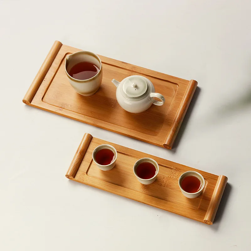 

Bookshu bamboo tea tray household dry brewing tea tray small Japanese simple solid wood mini rectangular tea set