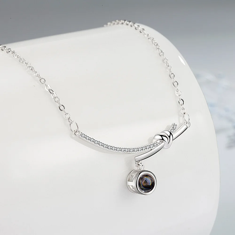 925 الفضة الاسترليني الأزياء الفن 100 لغة أحبك الإسقاط حجر قلادة عيد ميلاد حزب الذكرى هدية #2