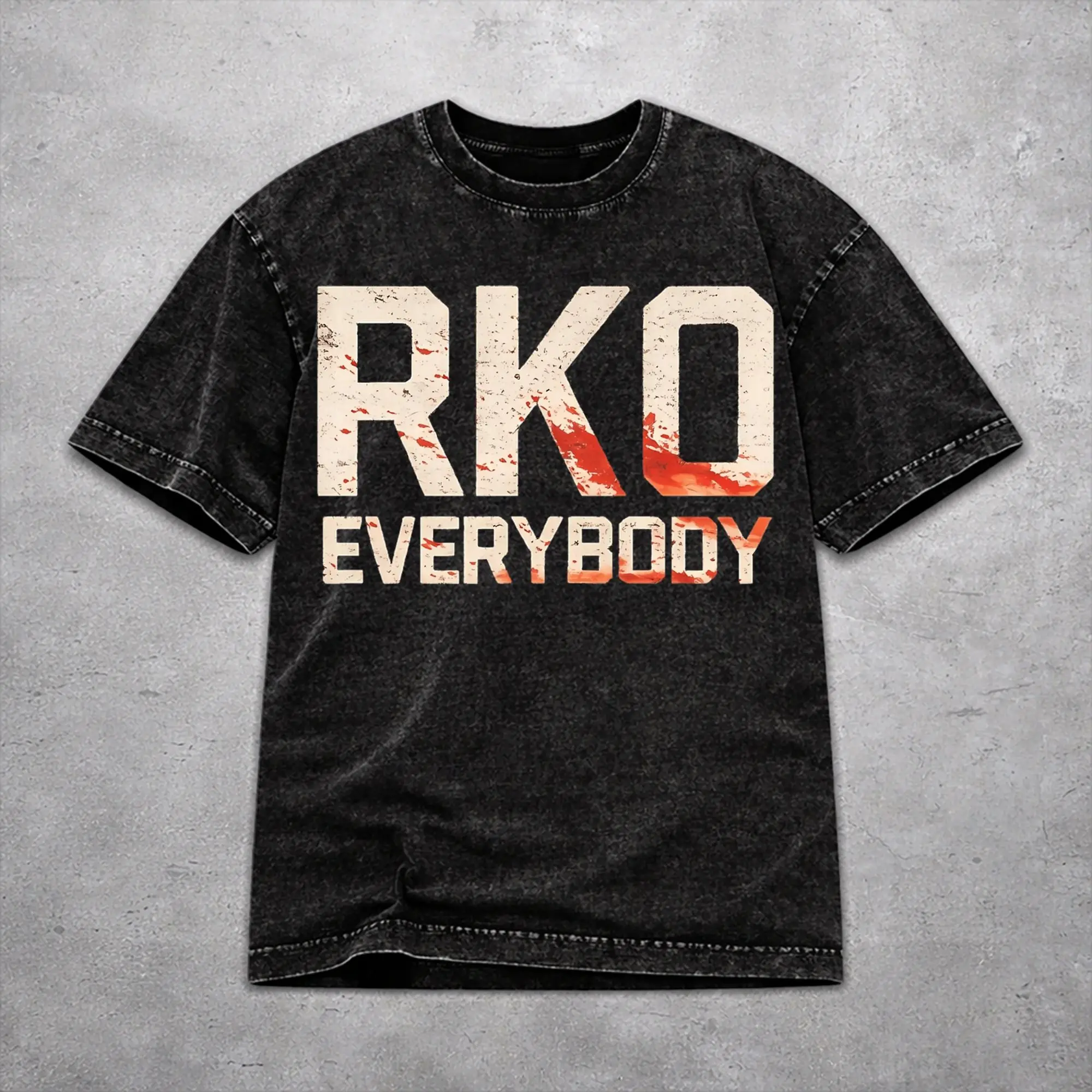 Randys Ortons RKO Everybody  Washed T Shirt Vintage Harajuku Men Women  Oversize T-Shirts Cotton