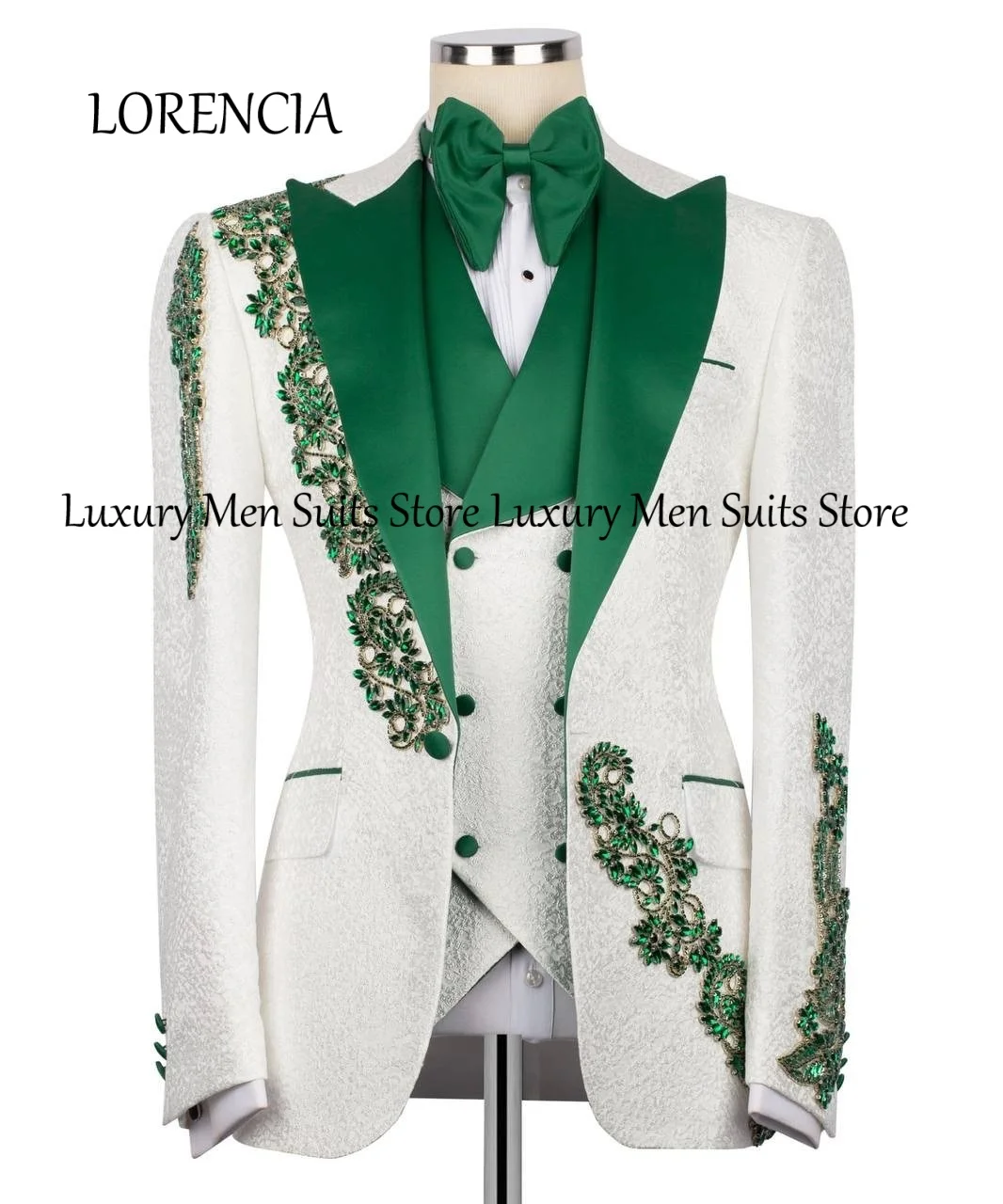 

Luxury Men's Suit Tuxedo 3 Pieces Peak Lapel Blazer Pants Set Slim Wedding Groom Evening Party Suit Custom Made costumes homme