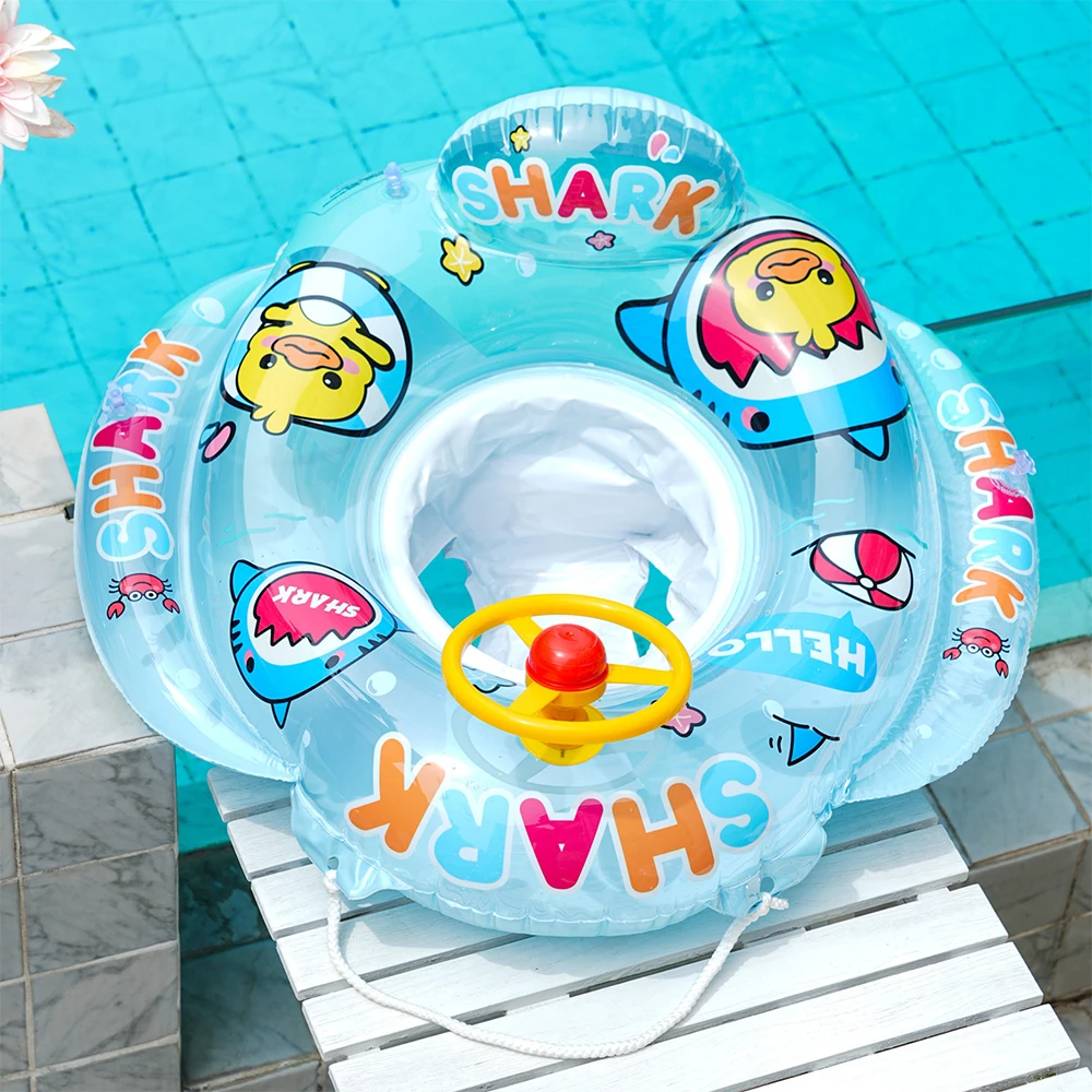 1Pcs Inflatable Pool Float Swim Rings ﻿Steering With Wheel Thicken Swim Pool Float Tube Summer Beach Water Pool Floating Toys