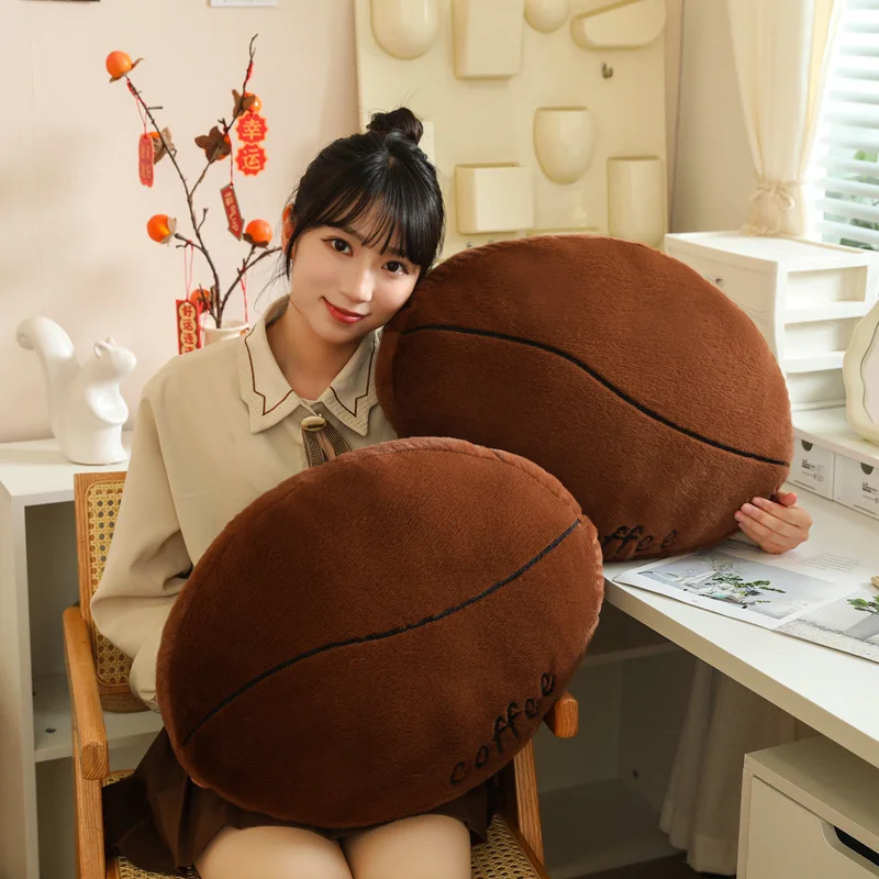 13/50cm Simulated Food Plush Doll Pillow Pendant Brown Coffee Bean Soft Plush Stuffed Pillow Decorative Bedroom Sofa Backpack