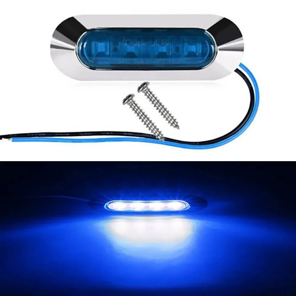 4 LED Side Marker Indicators Light Truck Trailer Car Signal Brake Rear Warning Tail Light 12-24V Warning Lamp Blue