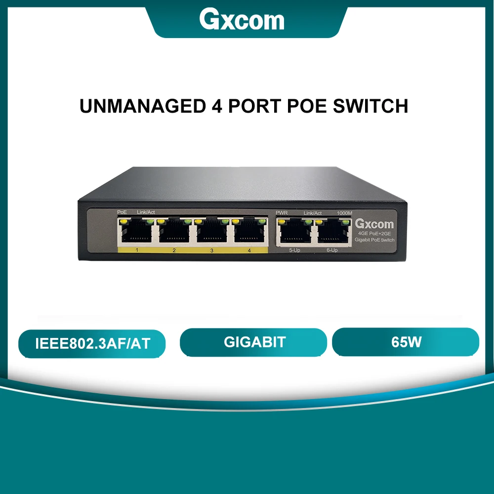 

IEEE802.3AF/FT Гигабитный 4-портовый коммутатор PoE с разъединителем 2G для IP-камеры видеонаблюдения