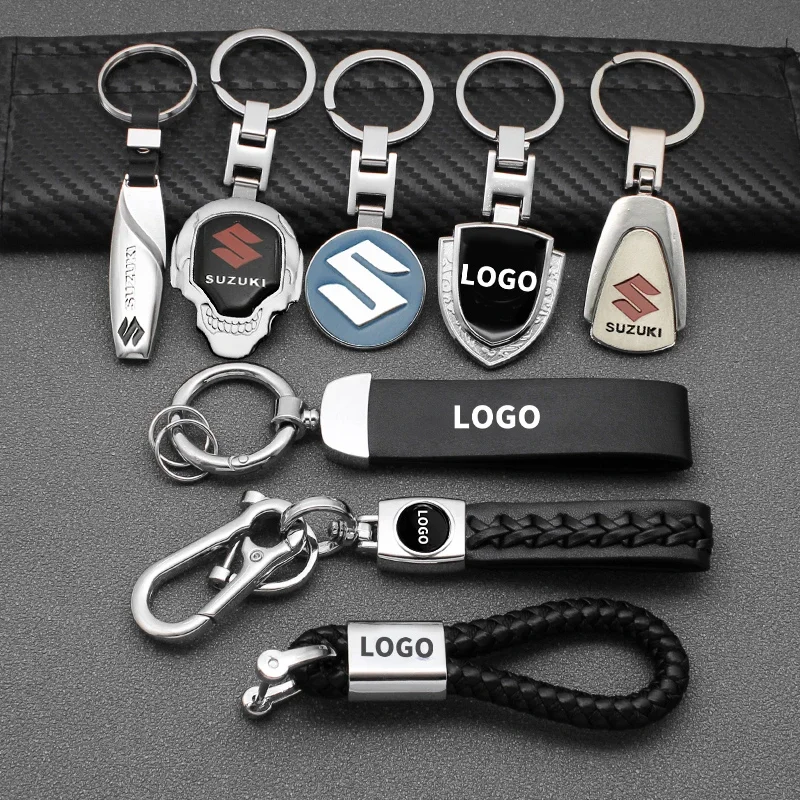 

3D Metal+Leather Car KeyChain Key Ring Chain Auto Styling Accessorie For Suzuki BMW Toyota benz- Renault Peugeot Hyundai VW Audi