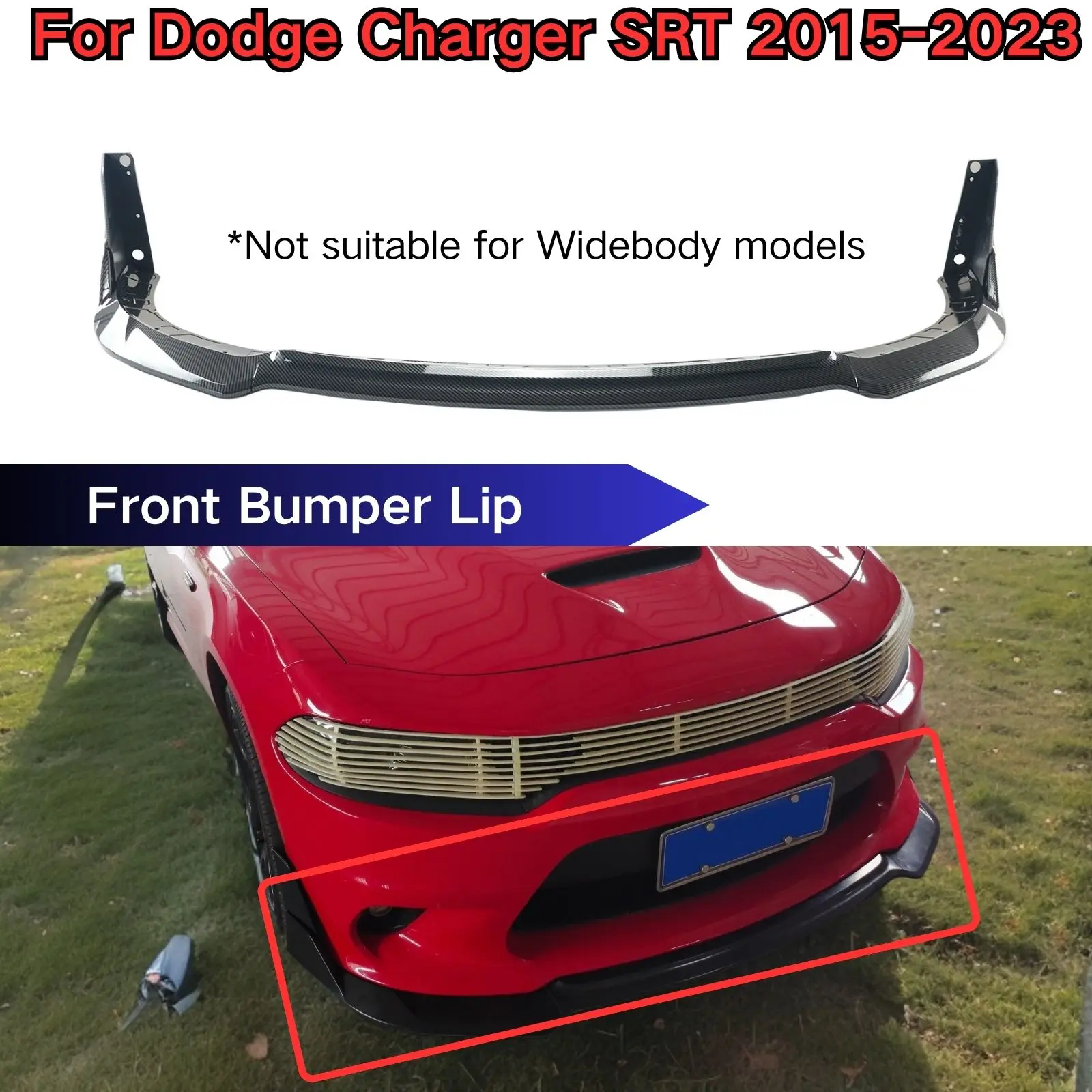 

For Dodge Charger SRT 2015 2016 2017 2018 2019-2023 Front Lip Bumper Spoiler Splitter Glossy Black Car Accessories Body Kit