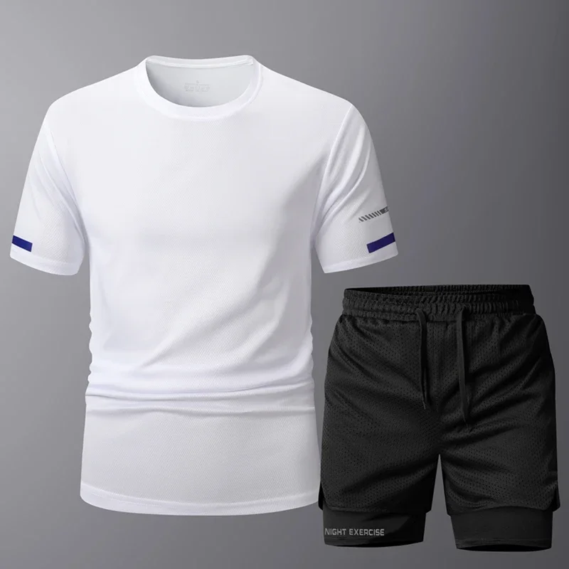 Vêtements de Sport pour hommes, ensemble de 2 pièces, survêtement, combinaisons de Sport pour hommes, ensembles de course à séchage rapide, jogging, entraînement, gymnastique, Fitness