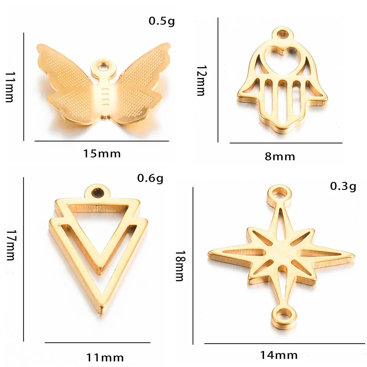 15Pcs Stainless Steel Butterflies Geometry Star Pendant Connector for DIY Necklace Earrings Bracelet Jewelry Making Supplies