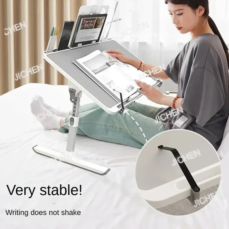 ZH Foldable Lift Laptop Desk With Pen Holder, Gaming Desk With Radiator, Adjustable Reading Table, Bed Table For Breakfast Study