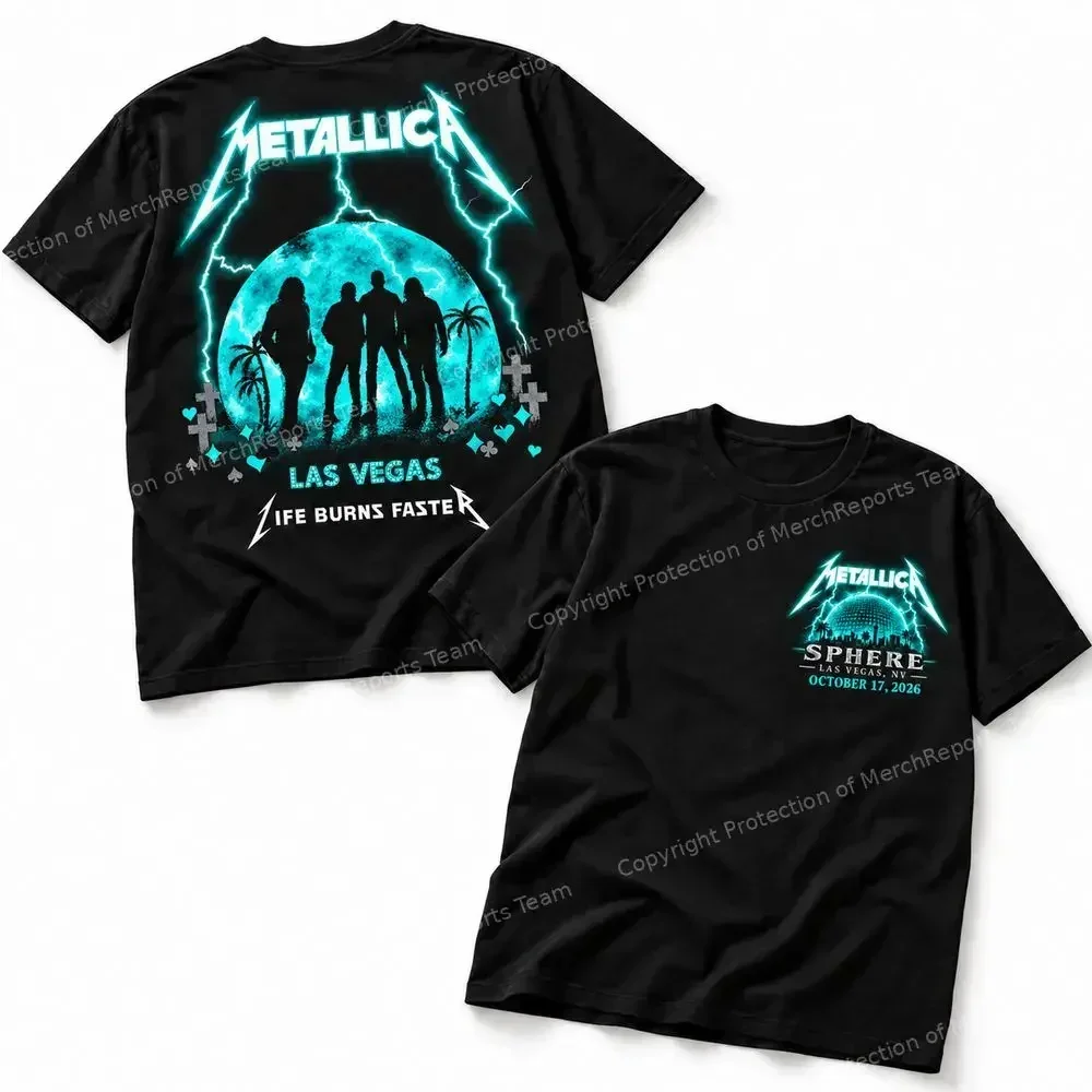 Metallica Life Burns Faster At Sphere Las Vegas Nevada T-Shirt 2026 Sommer Neues Atmungsaktives Baumwoll-T-Shirt für Männer und Frauen Streetwear Y2K – Detail 6