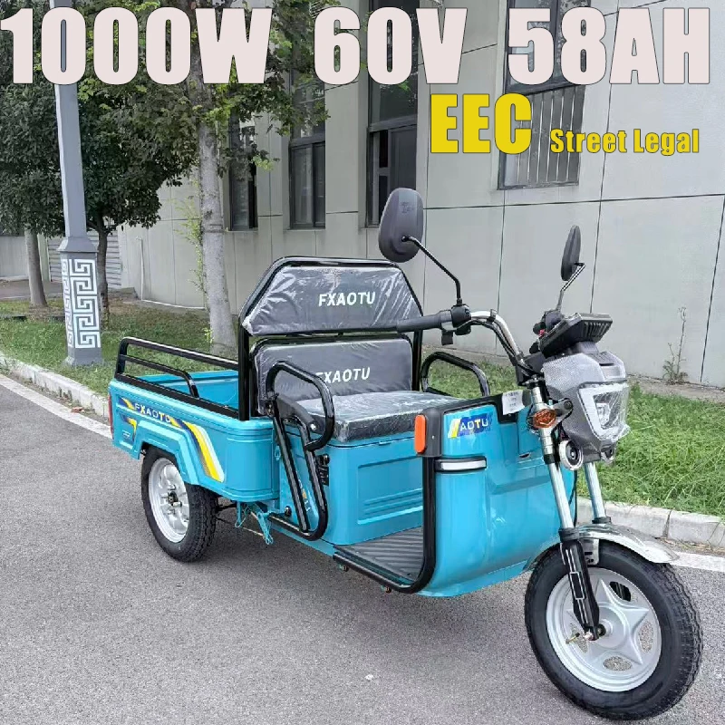 EEC Approved Electric Cargo Tricycle 1000W60V58AH MaxLoad250KG Road Legal Max Speed 45KM/H For agricultural use Electric Scooter