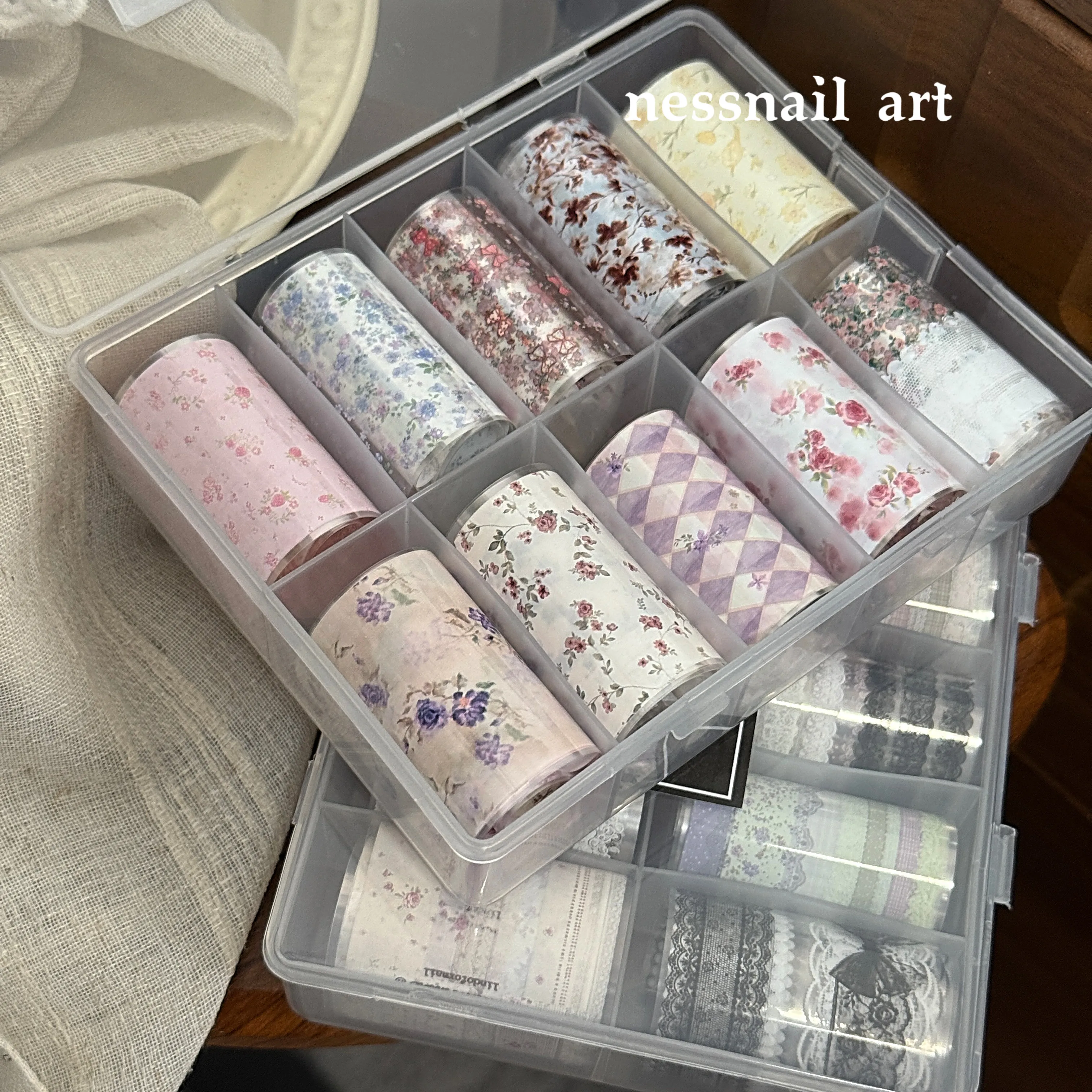 1 Box 50cm New Flower Lace Nail Foils for Transfer Paper Floral Rose Nails Wraps White Black Lace Egelent Nail Art Decorations