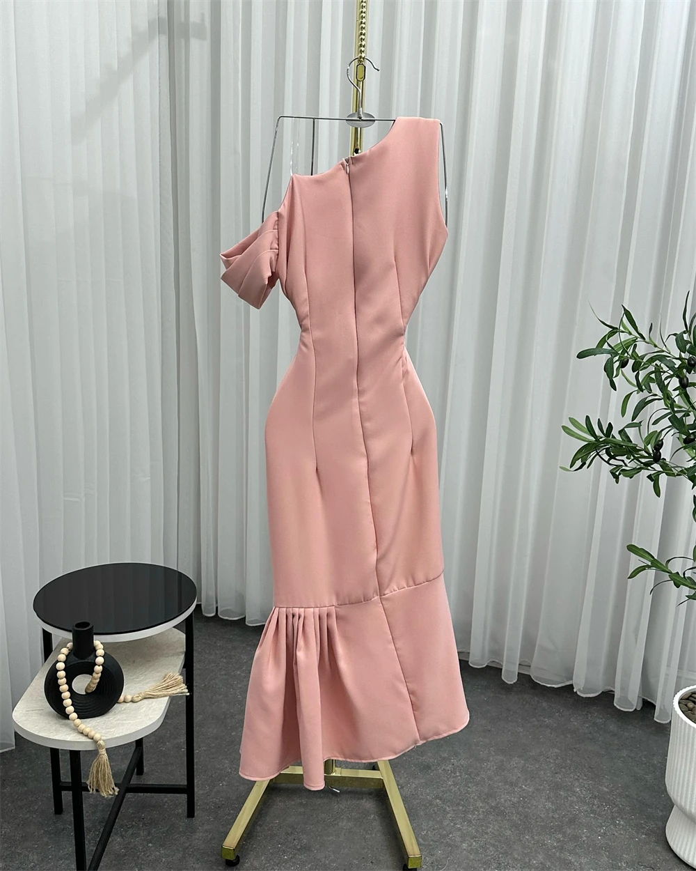 Vestido de noche de Jersey de un hombro, sencillo, personalizado, clásico, largo hasta el té, corte en A, cremallera en la espalda, vestidos de fiesta de alta calidad