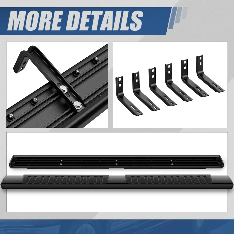 6 لوحات تشغيل للشاحنة 2005-2024 Nissan Frontier Crew Cab خطوات جانبية من الألومنيوم مع لمسة نهائية محسنة مطلية بمسحوق أسود #6