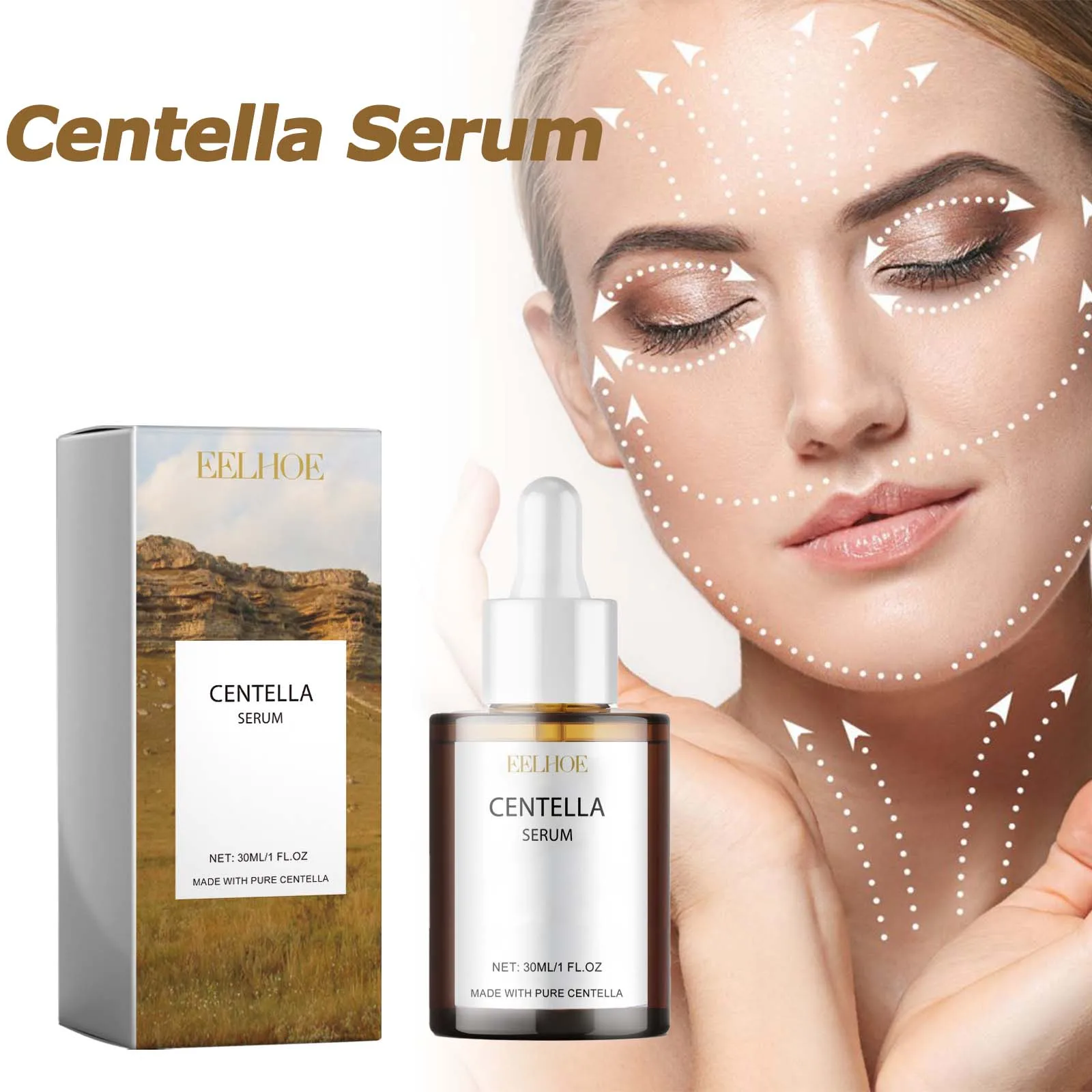 Centella Serum Nourish Improvement Dry Skin Smoothing Rejuvenation Brighten Moisturizing Hyaluronic Acid Face Essence Skin Care