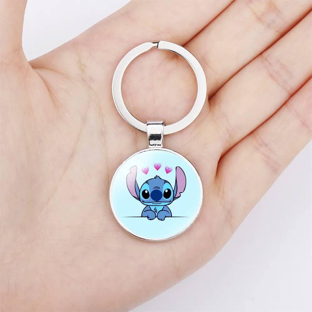 

Disney Lilo & Stitch Cartoon Keychains Pendant Anime Figures Stitch Glass Gem Pendant Schoolbag Keychain for Fashion Jewelry Toy